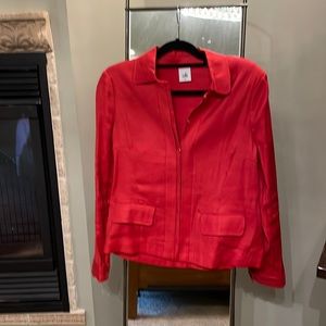 Cabi Valentine Jacket Size M. Linen, Rayon, and spandex in perfect red